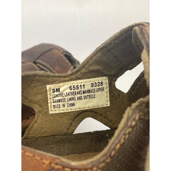 Timberland Mens Sandals Brown Leather Peep Toe Hook & Loop size  8 - Picture 8 of 8